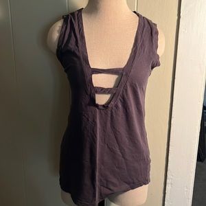 LNA Gray Sleeveless Cutout Front Top